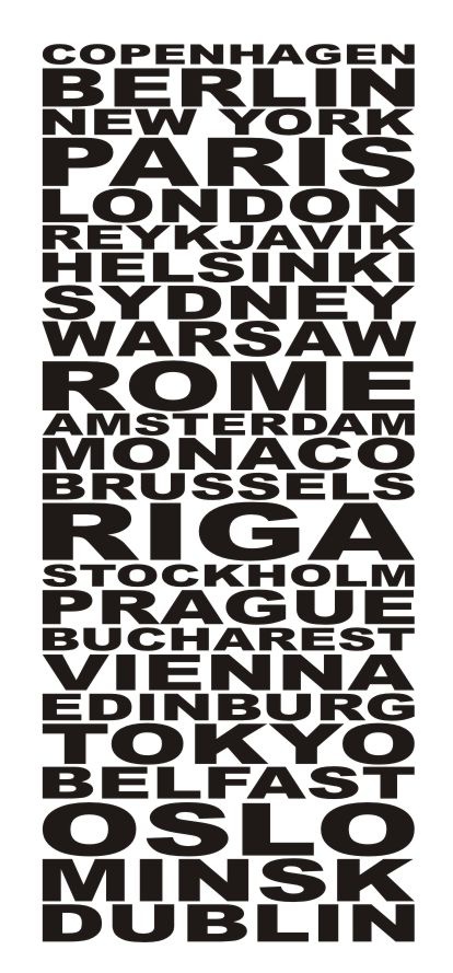  Napis na ścianę, naklejka - Paris, Rome, Riga, Berlin.. - 3