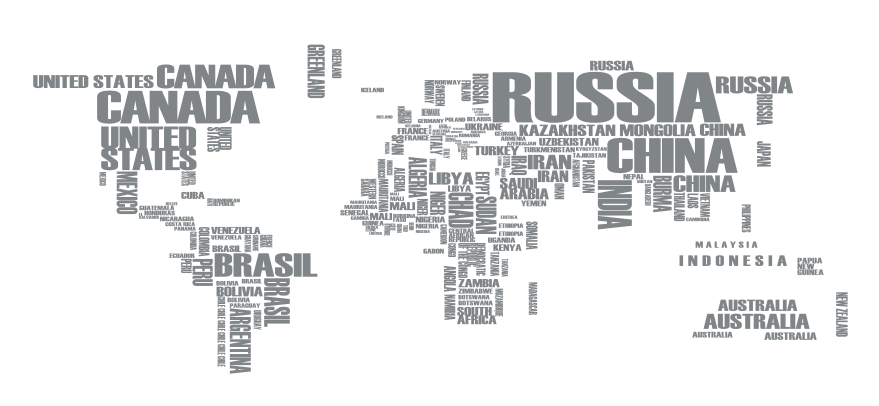  Naklejka z mapą świata z liter - Nazwy państw - 24