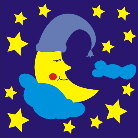 Księżyc, gwiazdki i chmurki - zestaw naklejek.