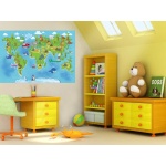  Naklejka dla dzieci - Mapa Świata edukacyjna nr 2 (kolorowa)