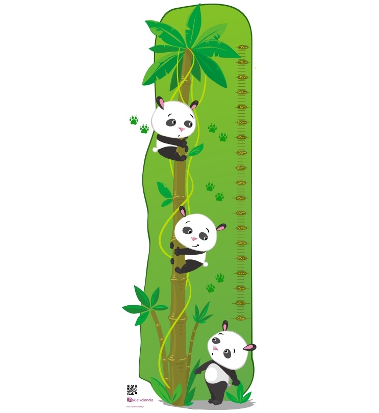  Naklejka dla dzieci - Miarka Wzrostu - 3 pandy
